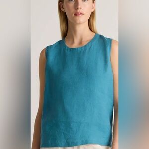 BRYN WALKER LIGHT LINEN HUXLEY TANK LAGENLOOK TURQUOISE AQUA SIZE SMALL